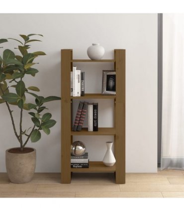 vidaXL Book Cabinet/Room Divider Honey Brown 60x35x125 cm Solid Wood — Size: 60 x 35 x 125 cm