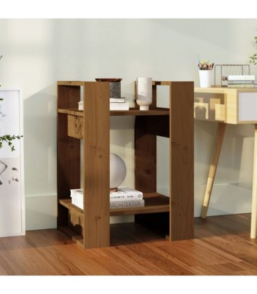 vidaXL Book Cabinet/Room Divider Honey Brown 41x35x57 cm Solid Wood Pine — Size: 41 x 35 x 57 cm