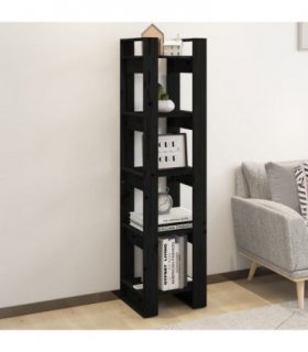vidaXL Book Cabinet | Black | Solid Pine Wood | Medium | Book Cabinet — Size: 41 x 35 x 160 cm