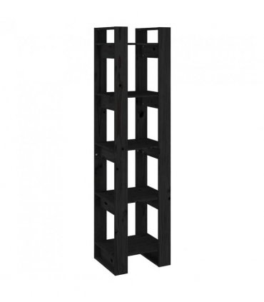 vidaXL Book Cabinet | Black | Solid Pine Wood | Medium | Book Cabinet — Size: 41 x 35 x 160 cm