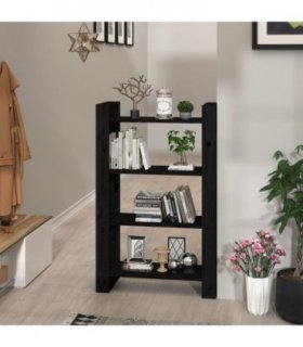vidaXL Book Cabinet | Black | Solid pine wood | 80 x 35 x 125 cm | Book Cabinet
