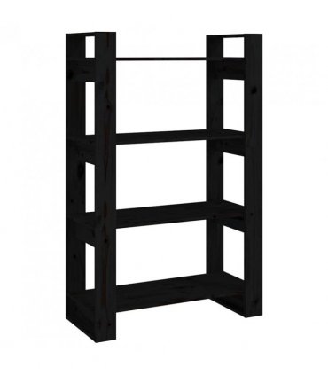 vidaXL Book Cabinet | Black | Solid pine wood | 80 x 35 x 125 cm | Book Cabinet