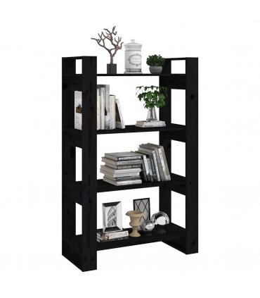 vidaXL Book Cabinet | Black | Solid pine wood | 80 x 35 x 125 cm | Book Cabinet