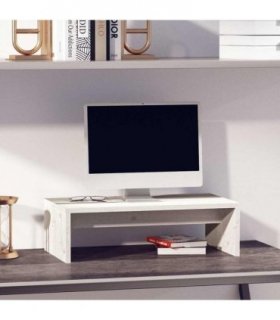 vidaXL Monitor Stand White 50x27x15 cm Solid Wood Pine