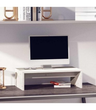 vidaXL Monitor Stand White 50x27x15 cm Solid Wood Pine