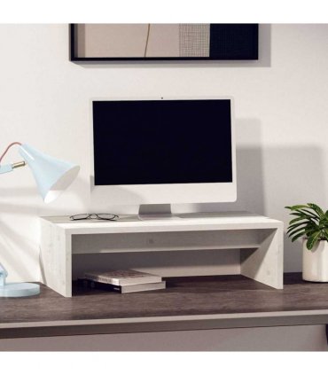 vidaXL Monitor Stand White 50x27x15 cm Solid Wood Pine