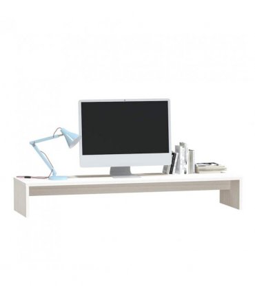 vidaXL Monitor Stand White 100x27x15 cm Solid Wood Pine