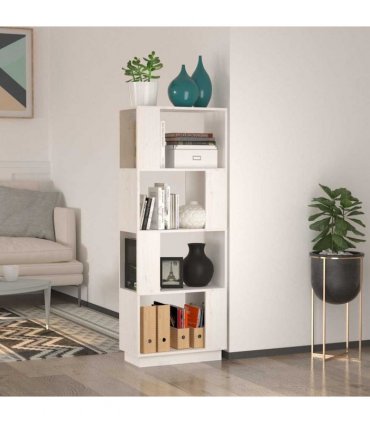 vidaXL Book Cabinet/Room Divider White 51x25x132 cm Solid Wood Pine