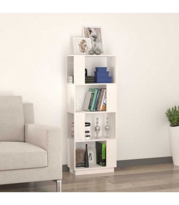 vidaXL Book Cabinet/Room Divider White 51x25x132 cm Solid Wood Pine