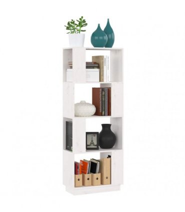 vidaXL Book Cabinet/Room Divider White 51x25x132 cm Solid Wood Pine