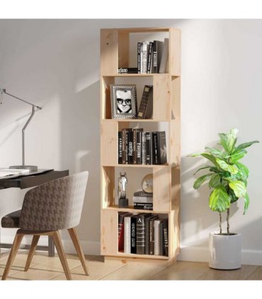 vidaXL Book Cabinet/Room Divider 51x25x163.5 cm Solid Wood Pine — Colour: natural