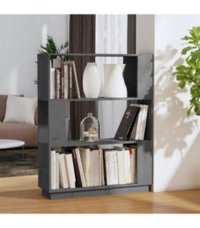vidaXL Book Cabinet/Room Divider Grey 80x25x101 cm Solid Wood Pine