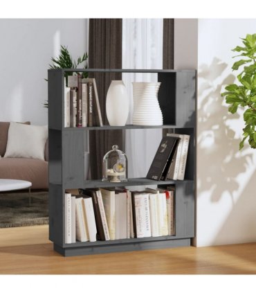 vidaXL Book Cabinet/Room Divider Grey 80x25x101 cm Solid Wood Pine