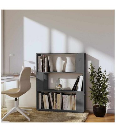 vidaXL Book Cabinet/Room Divider Grey 80x25x101 cm Solid Wood Pine