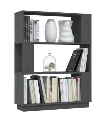 vidaXL Book Cabinet/Room Divider Grey 80x25x101 cm Solid Wood Pine
