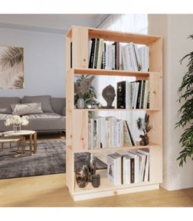 vidaXL Book Cabinet/Room Divider 80x25x132 cm Solid Wood Pine — Colour: natural