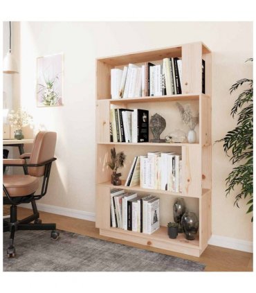 vidaXL Book Cabinet/Room Divider 80x25x132 cm Solid Wood Pine — Colour: natural
