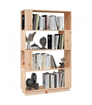vidaXL Book Cabinet/Room Divider 80x25x132 cm Solid Wood Pine — Colour: natural