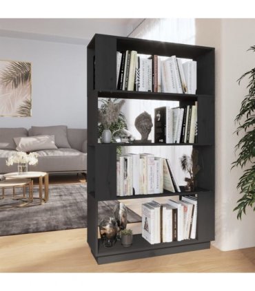 vidaXL Book Cabinet/Room Divider Grey 80x25x132 cm Solid Wood Pine