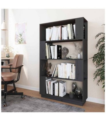 vidaXL Book Cabinet/Room Divider Grey 80x25x132 cm Solid Wood Pine