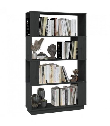 vidaXL Book Cabinet/Room Divider Grey 80x25x132 cm Solid Wood Pine