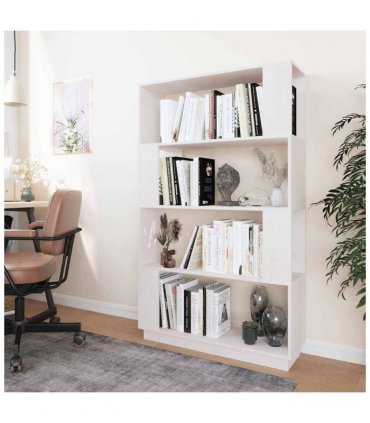 vidaXL Book Cabinet/Room Divider White 80x25x132 cm Solid Wood Pine