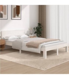 vidaXL Bed Frame | White | Solid pine wood, plywood slats | 120x200 cm | Tough — Size: 120 x 200 cm