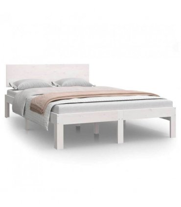 vidaXL Bed Frame | White | Solid pine wood, plywood slats | 120x200 cm | Tough — Size: 120 x 200 cm
