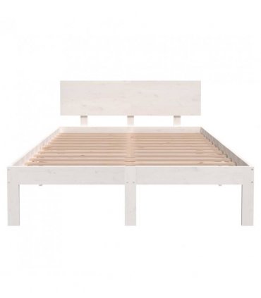 vidaXL Bed Frame | White | Solid pine wood, plywood slats | 120x200 cm | Tough — Size: 120 x 200 cm