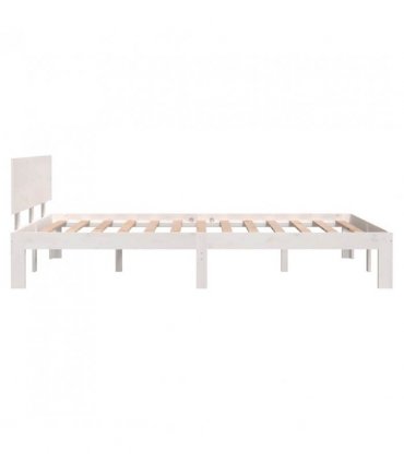vidaXL Bed Frame | White | Solid pine wood, plywood slats | 120x200 cm | Tough — Size: 120 x 200 cm