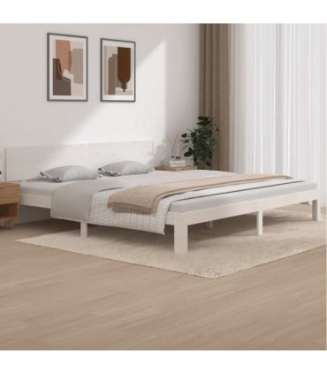 vidaXL Bed Frame without Mattress White Solid Wood Pine 200x200cm — Size: 200 x 200 cm