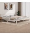 vidaXL Bed Frame without Mattress White Solid Wood Pine 200x200cm — Size: 200 x 200 cm