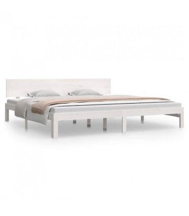 vidaXL Bed Frame without Mattress White Solid Wood Pine 200x200cm — Size: 200 x 200 cm