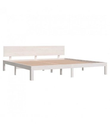 vidaXL Bed Frame without Mattress White Solid Wood Pine 200x200cm — Size: 200 x 200 cm