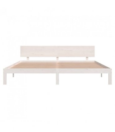 vidaXL Bed Frame without Mattress White Solid Wood Pine 200x200cm — Size: 200 x 200 cm