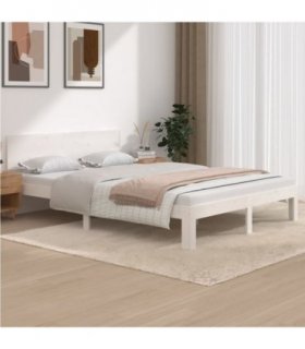 vidaXL Bed Frame without Mattress White Solid Wood Pine 140x200cm — Size: 140 x 200 cm