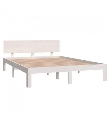 vidaXL Bed Frame without Mattress White Solid Wood Pine 140x200cm — Size: 140 x 200 cm