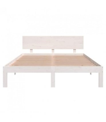 vidaXL Bed Frame without Mattress White Solid Wood Pine 140x200cm — Size: 140 x 200 cm