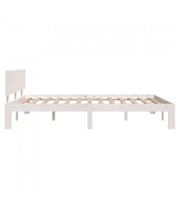 vidaXL Bed Frame without Mattress White Solid Wood Pine 140x200cm — Size: 140 x 200 cm