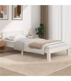 vidaXL Bed Frame without Mattress White Solid Wood Pine 100x200cm — Size: 100 x 200 cm