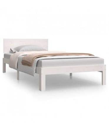 vidaXL Bed Frame without Mattress White Solid Wood Pine 100x200cm — Size: 100 x 200 cm