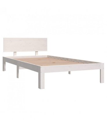 vidaXL Bed Frame without Mattress White Solid Wood Pine 100x200cm — Size: 100 x 200 cm