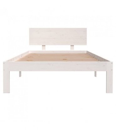 vidaXL Bed Frame without Mattress White Solid Wood Pine 100x200cm — Size: 100 x 200 cm