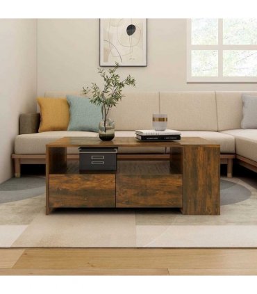 vidaXL Coffee Table Smoked Oak 102x55x42 cm Engineered Wood