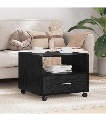 vidaXL Coffee Table Black Oak 55 x 55 x 45cm Engineered Wood