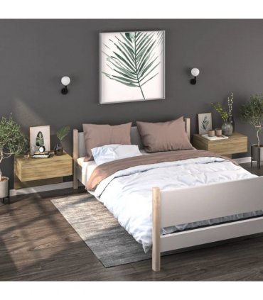 vidaXL Wall-mounted Bedside Cabinets 2 pcs Sonoma Oak