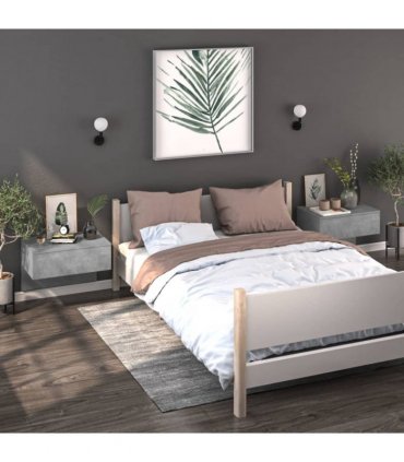 vidaXL Wall-mounted Bedside Cabinets 2 pcs Concrete Grey
