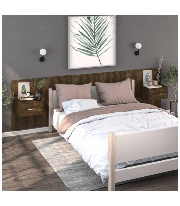 vidaXL Wall-mounted Bedside Cabinet Smoked Oak