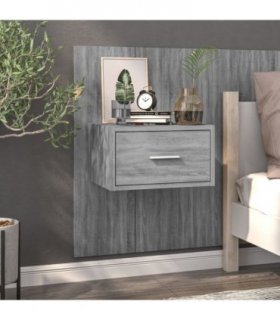 vidaXL Wall-mounted Bedside Cabinet Grey Sonoma