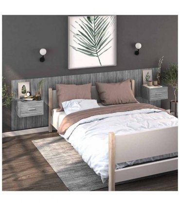 vidaXL Wall-mounted Bedside Cabinet Grey Sonoma